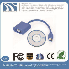 free sample hot selling blue VGA to USB3.0 Adapter usb3.0 to vga monitor adapter